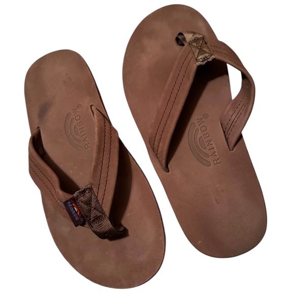 Rainbow Luxury Leather - Single Layer Arch Support Sandals Brown Men’s Size M main image 3